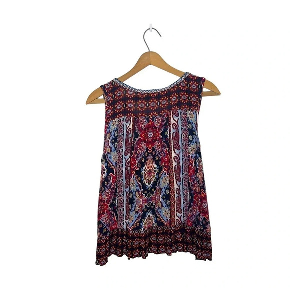 BILA Bilabong Paisley Boho Print Sleeveless Popover V Neck Tank Top Blouse - Picture 5 of 9